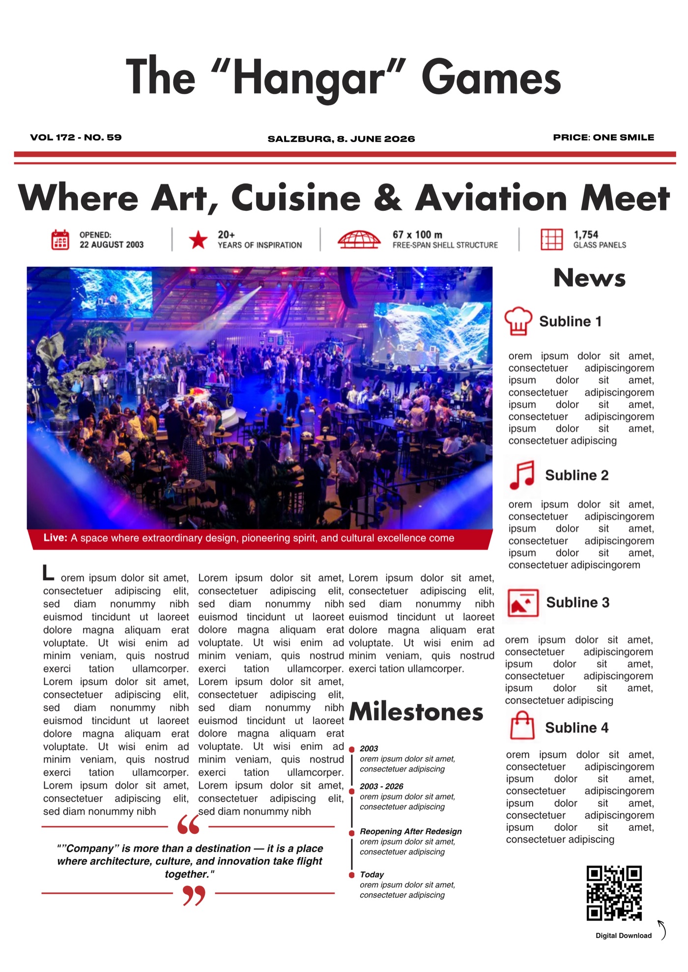 Personalisierte Event-Zeitung The Hangar Games – modernes Tageszeitungs-Layout live gedruckt