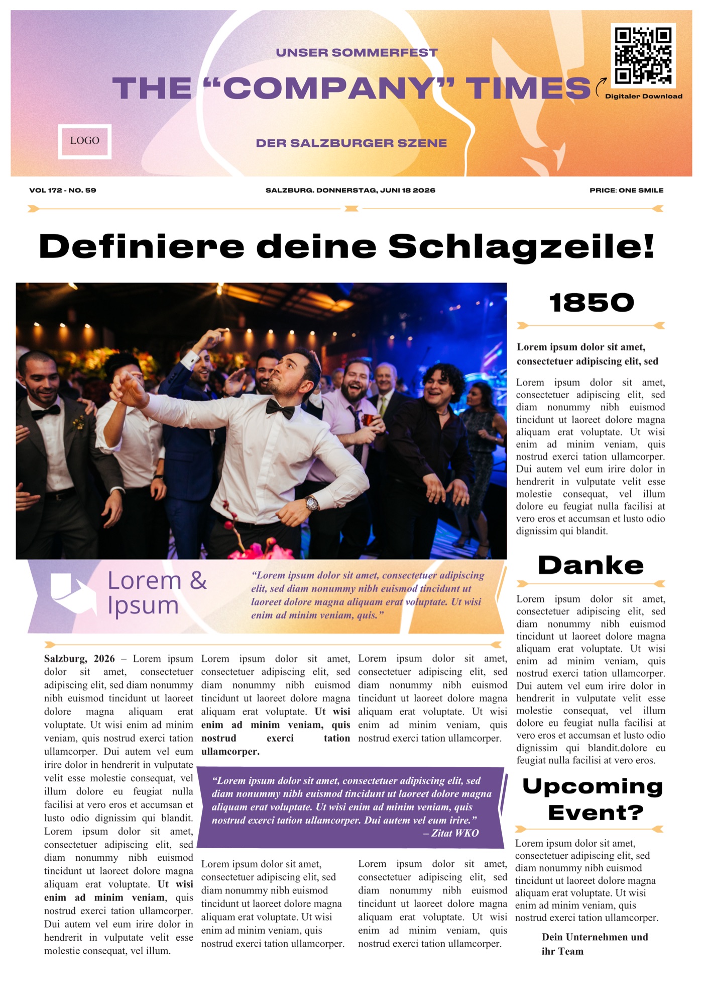 Personalisierte Firmenzeitung Sommerfest – individuelles Branding, live gedruckt